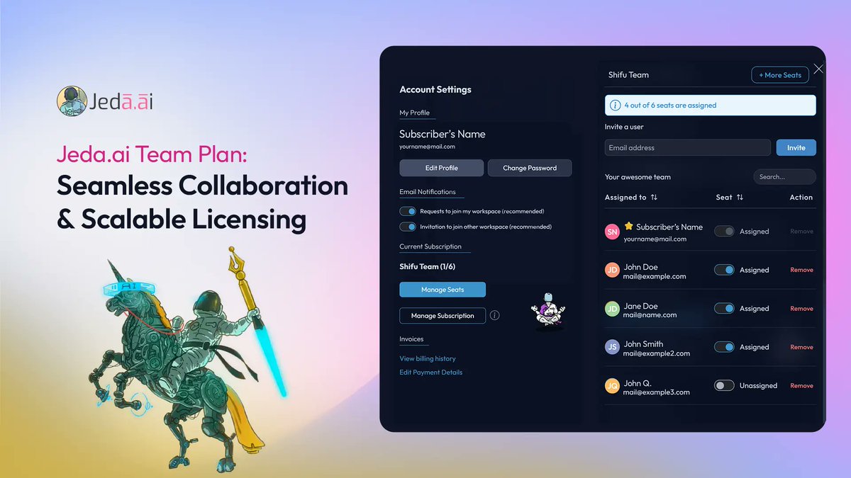 👥 Introducing Jeda.ai’s Team Plan - Built for True Collaboration!

Jeda.ai just got more powerful for teams. The new Team Plan lets you scale, assign, and manage multiple licenses seamlessly - no tickets, no delays.

✅ Buy multiple seats (e.g., 5
