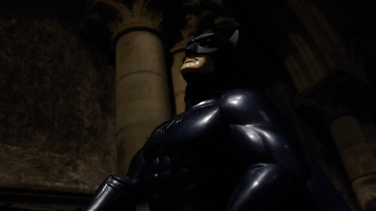 Batman heads towards the Joker's Fun House. Action figure photography by me.