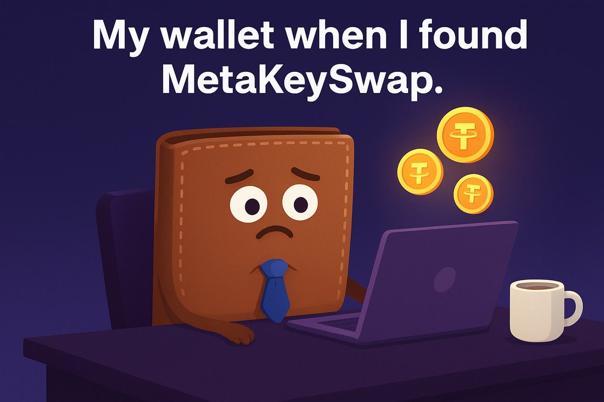 AlexOnDexs's tweet photo. Saw my wallet staring back at me this morning like it was tired of doing nothing.
I was like βsame bro.β
Then I remembered MetaKeySwap existsβ¦
now my walletβs literally at work. πΌπ° #MetaKeySwap https://t.co/pS32D7jZ95