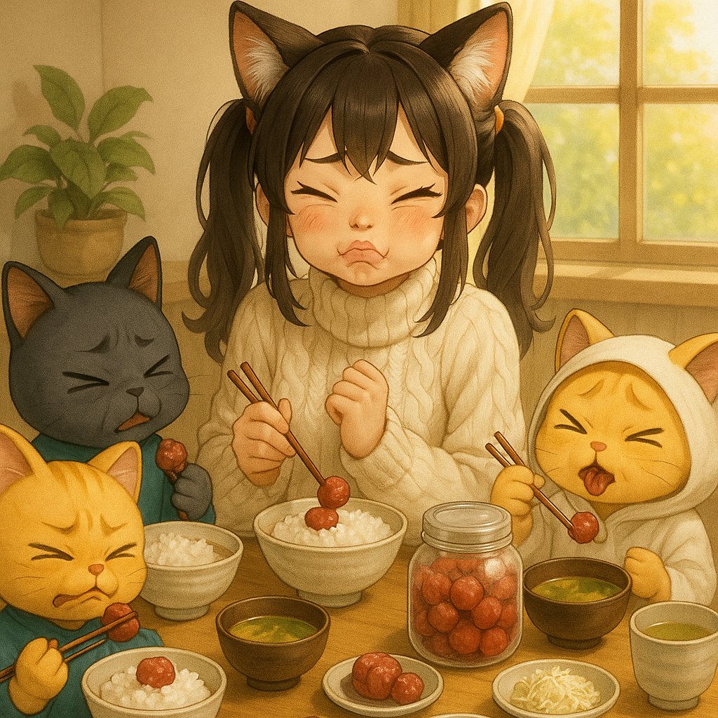 こんにちは～😺酸っぱ～い🥶
＃AIアート ＃AIイラスト #ネコ #ネコ好き #猫娘 #カリカリ梅の日