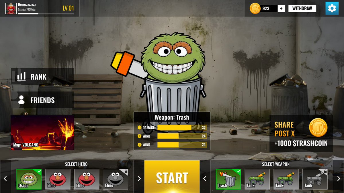 trashcoinwtf's tweet photo. 2nd draft of TRASHCOIN PvP Shooting Game. https://t.co/MFE91AgDMU