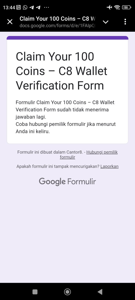 RuslanDebleng's tweet photo. Before the form closed 📋❌
I had already filled out the form✍️ but so far no prizes have been awarded 👀
My wallet is still empty 😔

My wallet tag: @blank

Is this all over? 🤷 @C8Wallet @cantor8  

If there are no more prizes, it's better to just open it to the public 📢 https://t.co/uruRL2zfU6