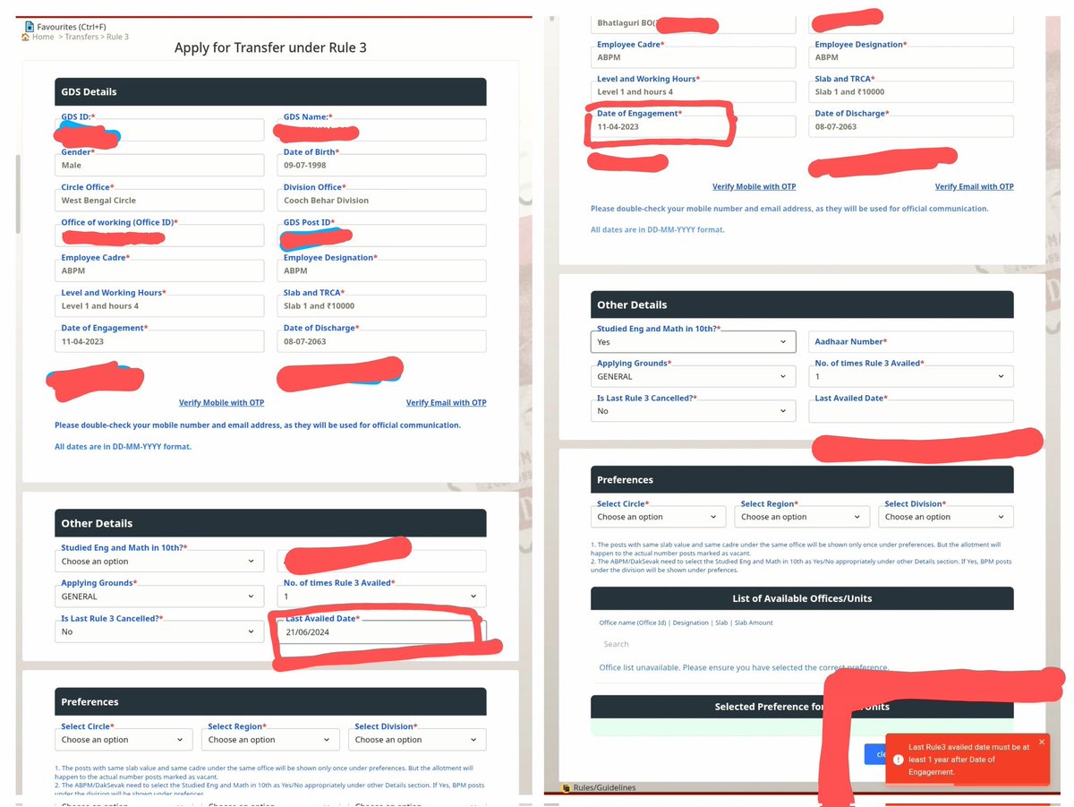 Paul_Jay00's tweet photo. Respected @IndiaPostOffice @JM_Scindia Following Technical Glitch leads to failure in GDS Rule-3 transfer application in APT module(CEPT). End date of application 12 November,2025! Please resolve it as soon as possible 🙏 I have to apply for the GDS Rule-3 transfer! https://t.co/DNBHM0MAf9