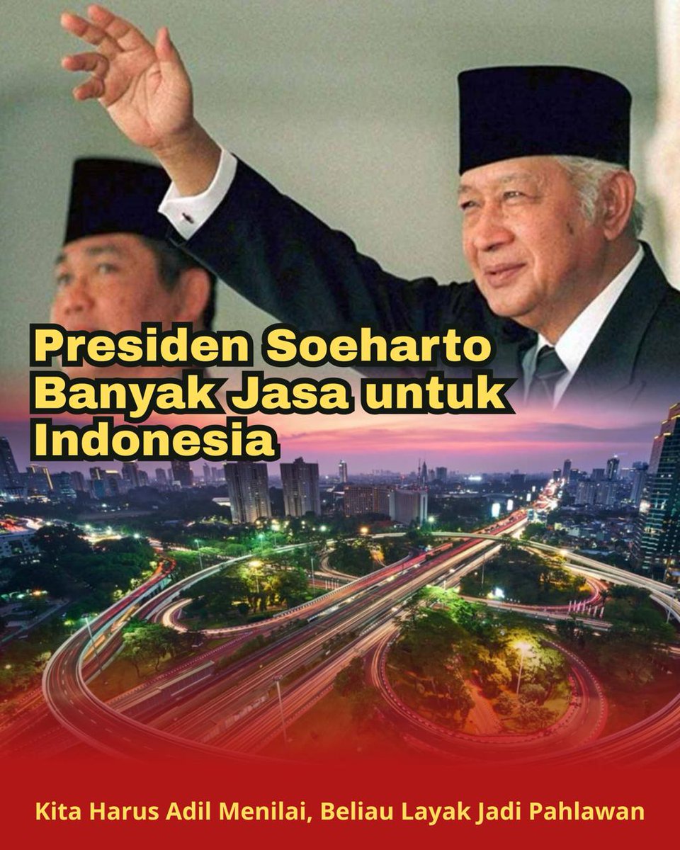 Pangan tercukupi dan stabilitas harga tercukupi serta keamanan terjamin selama puluhan tahun. Rakyat bisa fokus bekerja dan membangun #SoehartoPahlawan