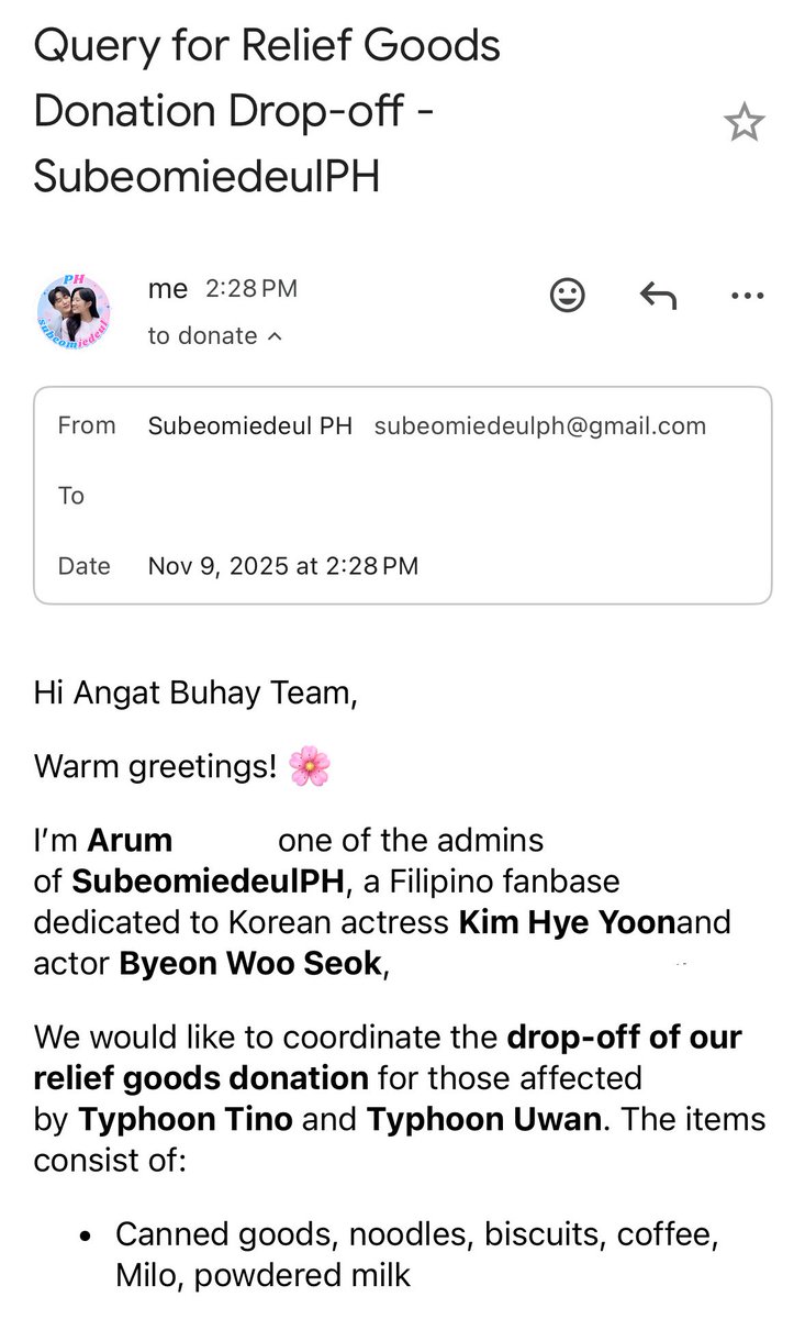 Relief goods ready for drop-off tomorrow! Celebrating both Hye Yoon’s bday &amp; Wooseok’s post-bday by spreading love.

We’ve also emailed Angat Buhay for coordination. 

Thank you so much to our lovely donors for making this possible! 🩷💙🌸