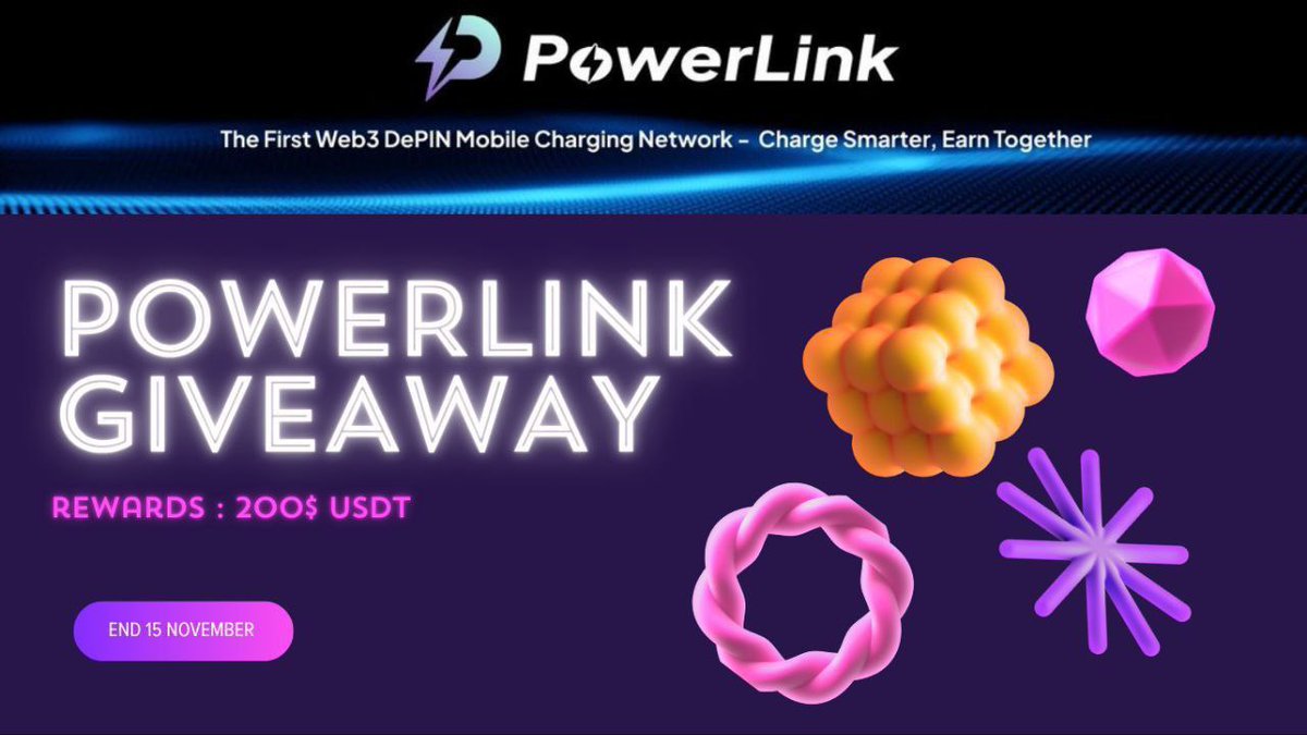 thenexus_team's tweet image. ⚡POWERLINK USDT GIVEAWAY  ✴️

🎁 Giveaway Reward : 2️⃣0️⃣0️⃣ USDT

1️⃣ Follow  : @PowerLink_DePIN  
2️⃣ Join Telegram : t.me/PowerLinkDePIN 
3️⃣ Like, RT, Tag Friends
4️⃣ Comment #powerlink