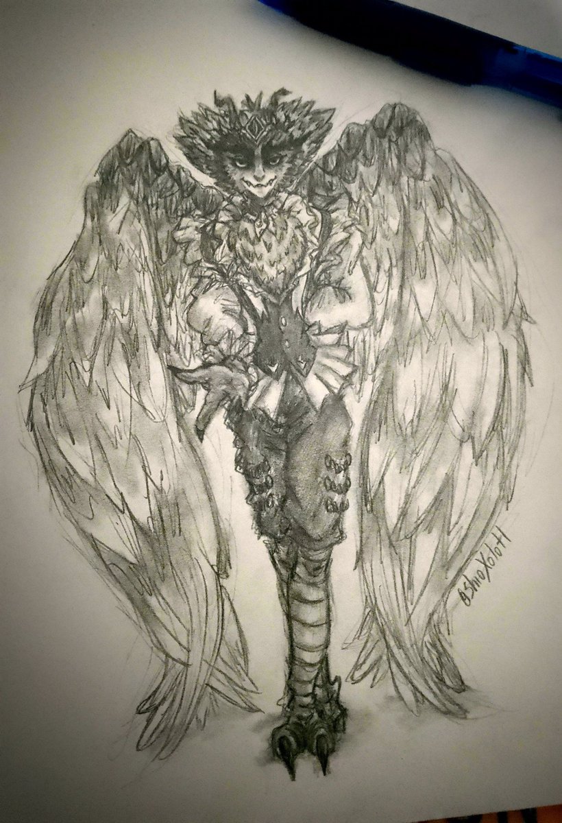 First (maybe last) time I draw this guy, I don't like to draw wings/feathers🪶🪶#SoyFrankelda 

He's a pretty character😶‍🌫️✨