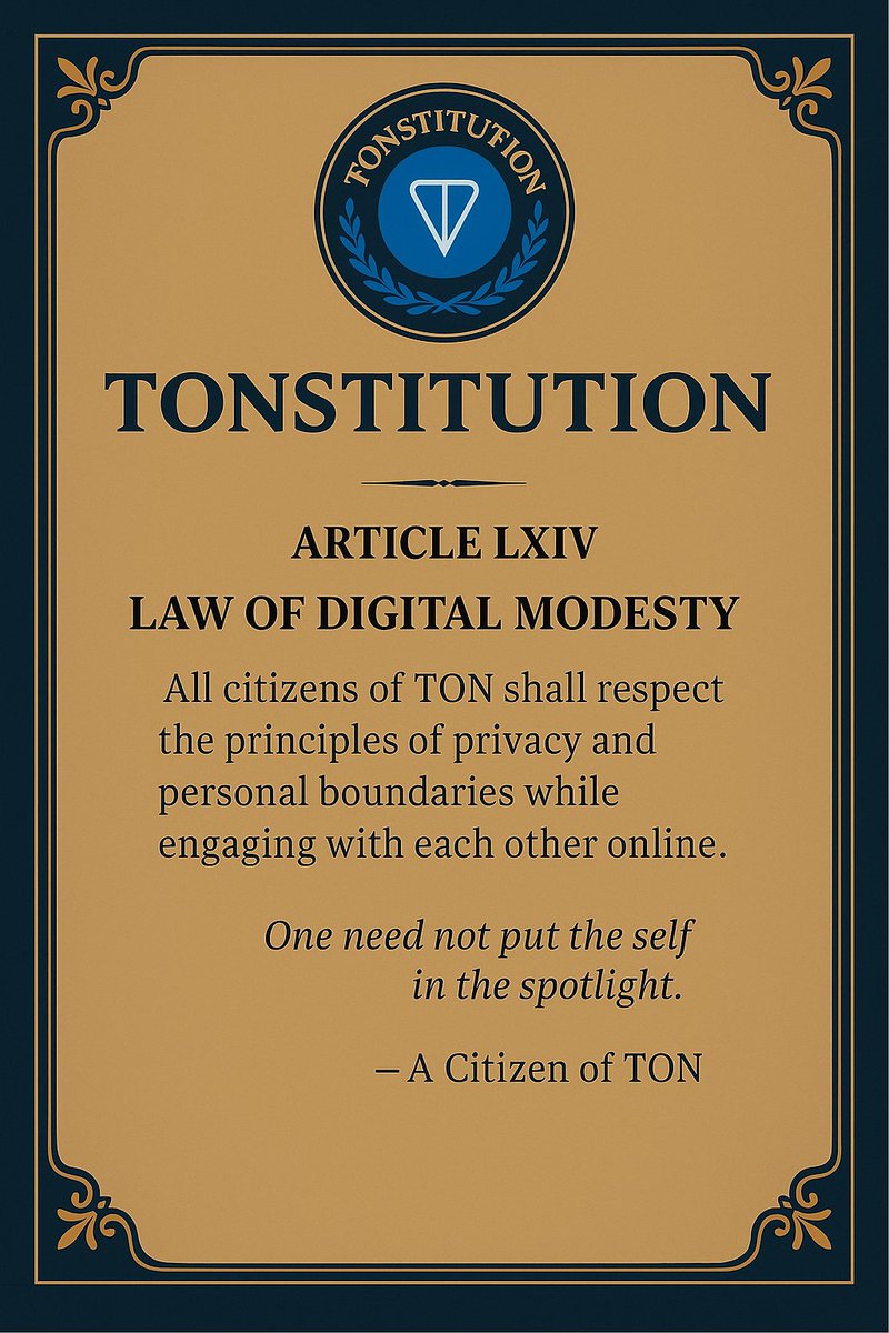 Lawofton's tweet photo. ARTICLE - LXIV
LAW OF DIGITAL MODESTY https://t.co/5qeCESbBNc