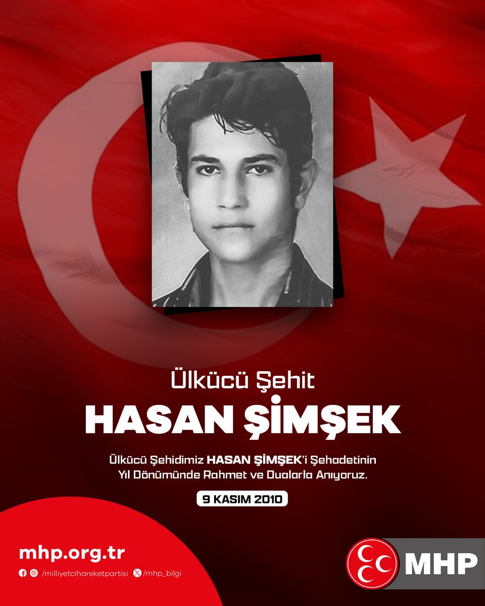 Ülkücü Şehidimiz Hasan ŞİMŞEK’i Şehadetinin Yıl Dönümünde Rahmet ve Dualarla Anıyoruz.