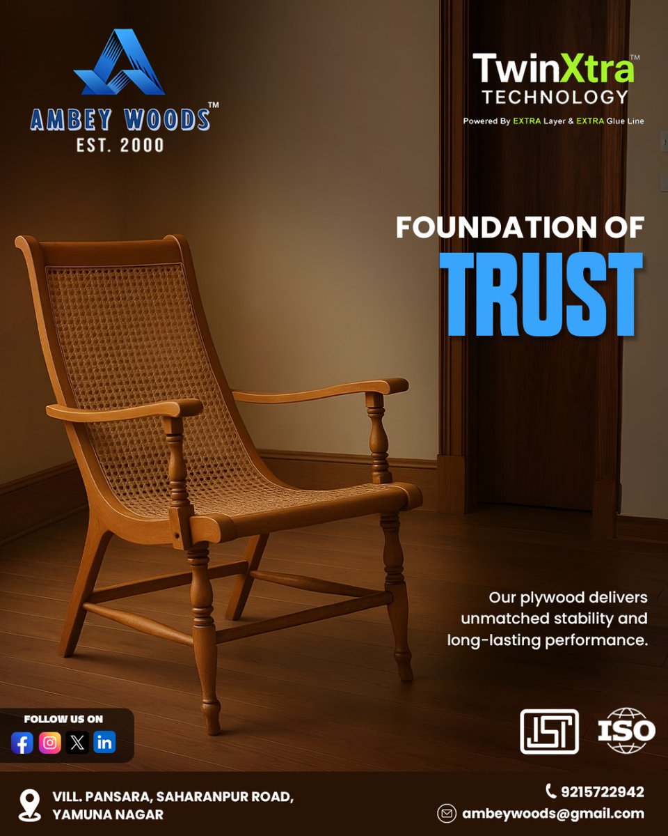 AmbeyWoods's tweet photo. Built on Strength, Backed by Trust.
At Ambey Woods, every sheet of plywood reflects our 25+ years of commitment to quality and innovation.
With TwinXtra Technology, experience unmatched durability, stability, and performance. 💪✨

#AmbeyWoods #TwinXtraTechnology #PlywoodExperts https://t.co/JkPwsmsNDi