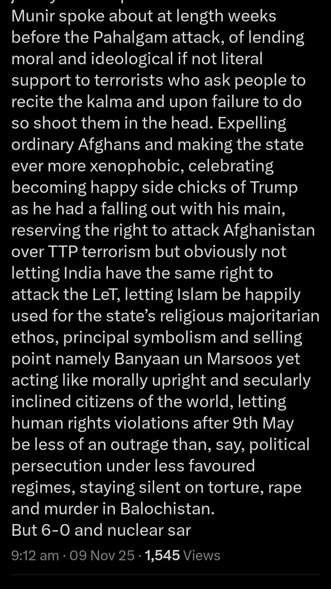 Crying even Sabahat is making sense now, pretty sure the coon did Pahalgam to fix himself as the FM and gain ultimate power within Pakistan