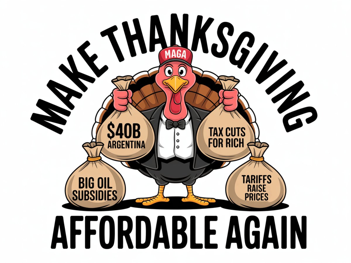 DemocracySigns's tweet photo. Groceries and healthcare costs are up while giveaways  for billionaires are still flowing.

This Thanksgiving, let’s talk about what really made dinner so expensive.

Get a free printable and find some common ground:  https://t.co/EhfzWzkxqB
#democracy #Thanksgiving #shutdown https://t.co/5QmMHJSkZ4