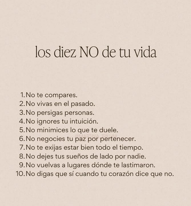 Los 10 NO de tu vida