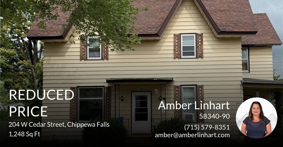 amber071207's tweet photo. 📍 Reduced Price 📍 This recently reduced home at 204 W Cedar Street 3 in Chippewa Falls won't last long, so, don't wait to set up a showing! Reach out here or at (715) 579-8351 for more information! https://t.co/cdPZx7Pg7T https://t.co/eWsWHJpAtQ