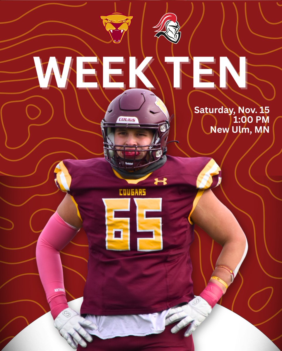 Week Ten 🏈

Cougars take on Martin Luther in New Ulm to close the 2025 campaign!

#TEAM #RollCougs🐾