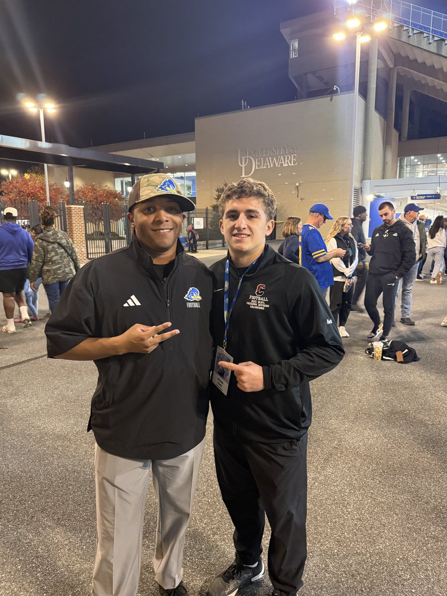 burk_aedan's tweet photo. Thank you @Rocco_DiMeco and @Koach_BrownII for a great game experience! I really enjoyed watching Delaware pull out a win in the very end! I can’t wait to be back! 
@OneOnOneNJNYPA 
@FentressKicking 
@HKA_Tanalski https://t.co/ezWFczPx57
