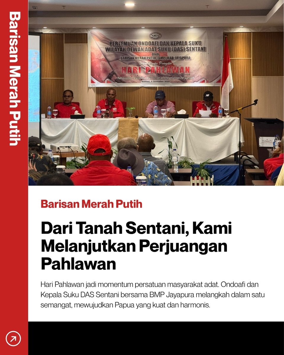 PrawakaZ's tweet photo. Semangat Hari Pahlawan menyala di Tanah Sentani! 🌺
Pertemuan Ondoafi dan Kepala Suku DAS Sentani menjadi wujud nyata sinergi adat dan semangat kebangsaan untuk menjaga persatuan dan kemajuan Papua. 🇮🇩
#BarisanMerahPutih #HariPahlawan #PapuaBersatu #Sentani #BMPJayapura https://t.co/UysytZ9VS6