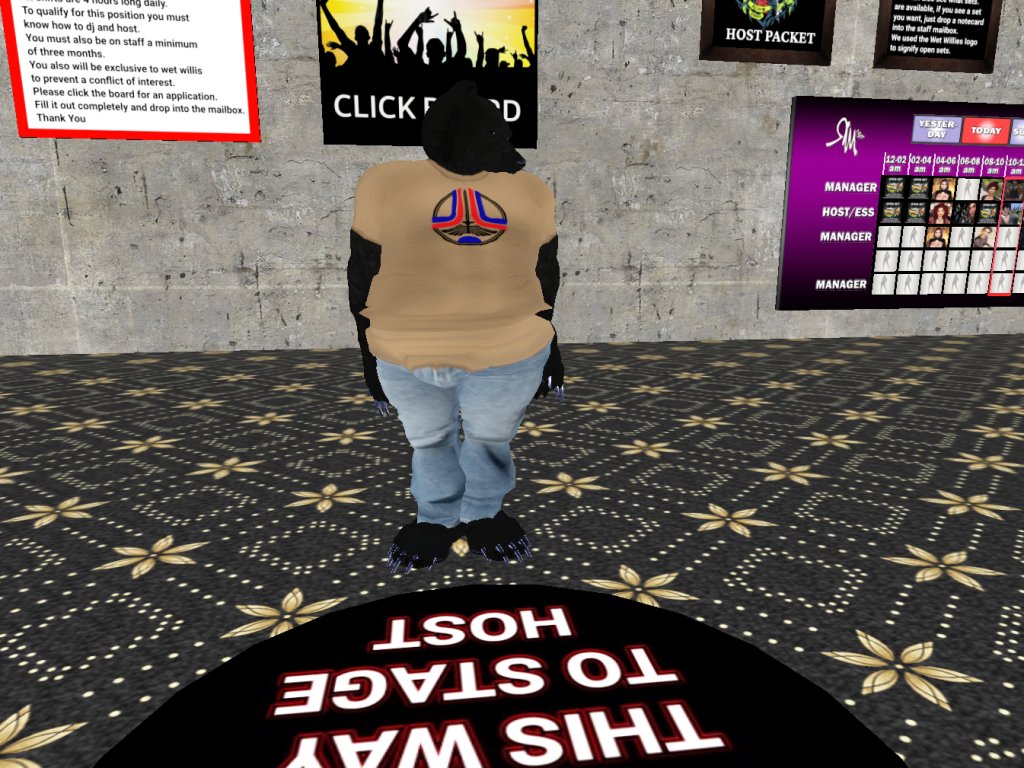 Here I am in the Wet Willie's "green room" getting ready for a shift.   I like this.  It allows me to "kick the tires and light the fires" and otherwise get psyched up for entertaining the fine Wet Willie's VIPs.