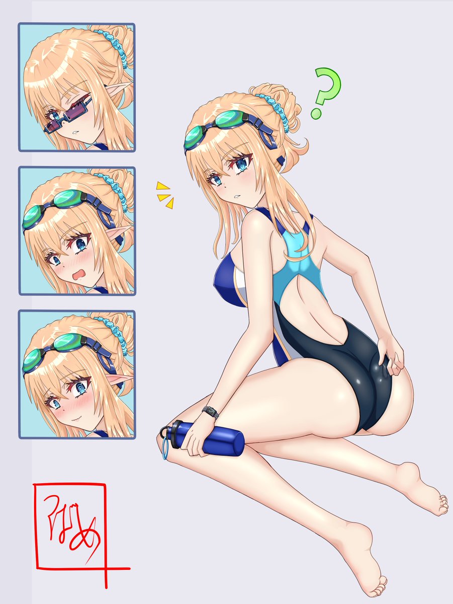 tubame59's tweet image. 季節外れになりますが水着イラスト！
表情差分考えるの楽しかった！