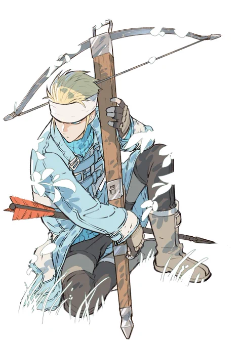 【宣伝】漫画版幻想水滸伝III、電子版で全11巻ですー! 久々の宣伝イラストは第12小隊のジャック。 藪の中で索敵中。