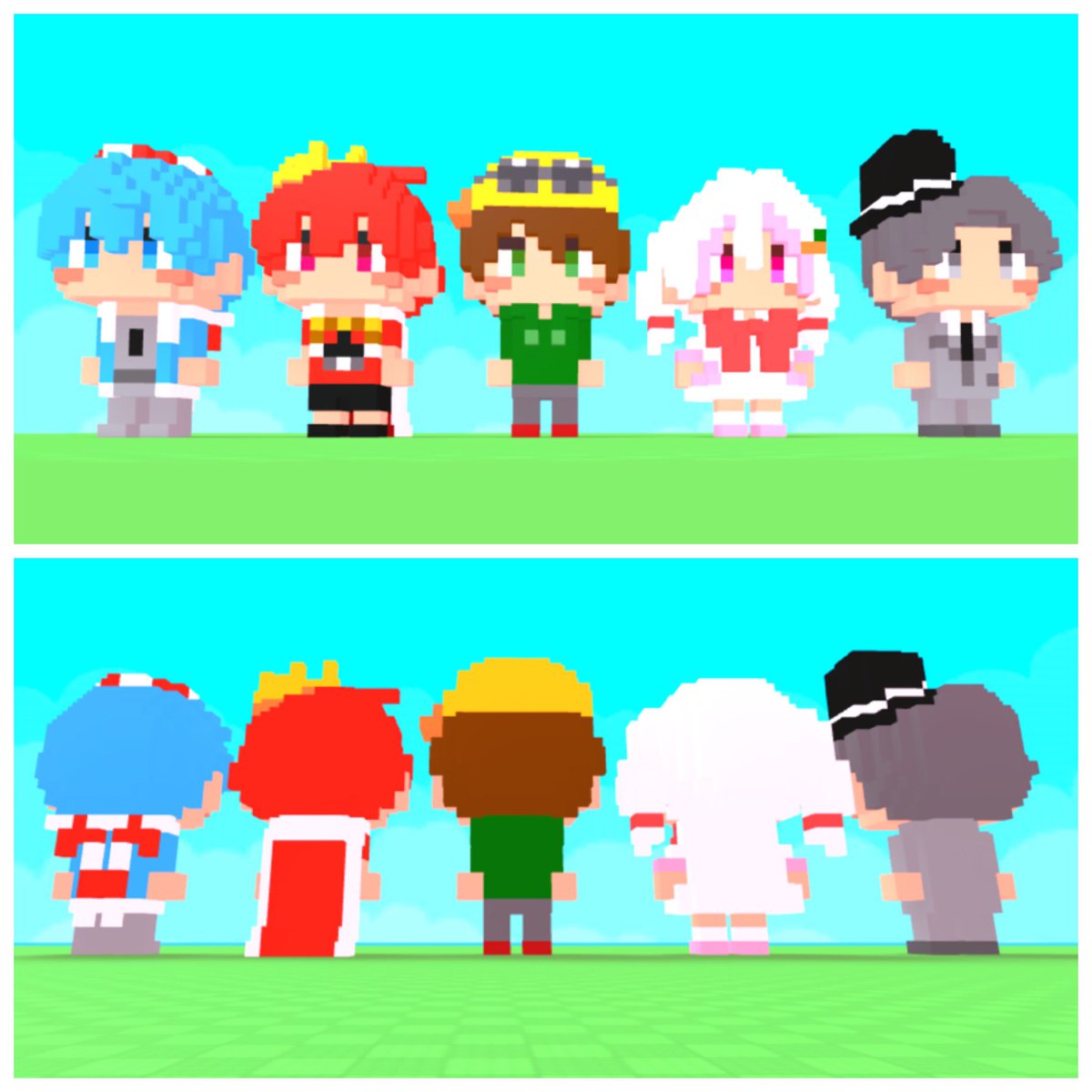 NEON04_28's tweet photo. ミタクルブロックさんとコラボした
りりちよさんと動画班4人を
ロブロの「ブロックを造る」の
マップで作りました！
 #ゲーム実況者りりちよ https://t.co/hzQ0cuZnhT