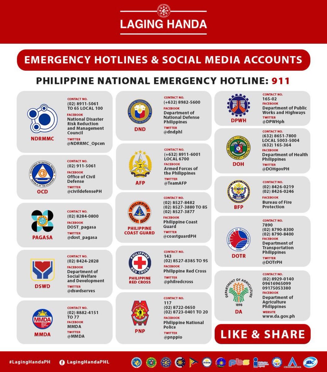 poganda_daily's tweet photo. Kindly repost and share these emergency hotlines. 

isama po natin sa paglikas ang mga alagang hayop lalo po mga stray cats and dogs kung kaya. 🥺🙏🏻 

Stay alert. 

Praying for everyone lalo sa mga walang tirahan, rescuers and frontliners. 🙏🏻

#UwanPH https://t.co/vdKxTzTbD5