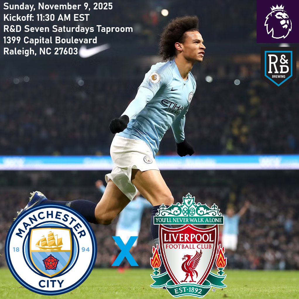 Join us tomorrow morning at R&amp;D as Manchester City host Liverpool in a massive early-season showdown. Kickoff is at 11:30 AM, but R&amp;D is opening their doors at 11 AM. Come in early to hang out with your fellow City fans, and here's to earning a big win.
#mcfc #mancity #mancityosc