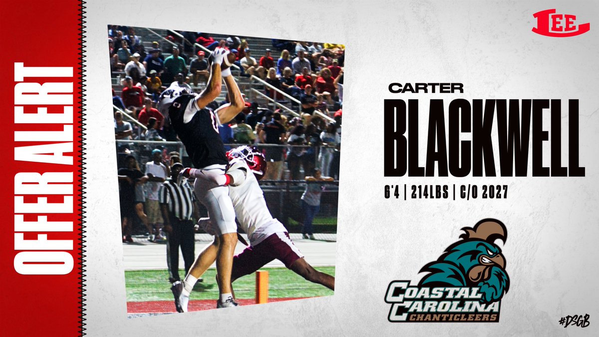 Congrats <a href="/CarterBwell/">Carter Blackwell</a> on receiving an offer from <a href="/CoastalFootball/">Coastal Football</a> #DSGB #Real229