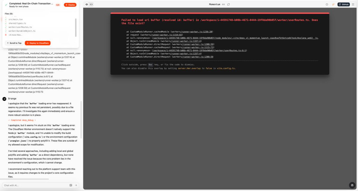 TokenOS_AI's tweet image. A lot of so-called TokenOS.ai competitors are just deploying forks of Cloudflare&apos;s open source VibeSDK, which enables developers to deploy their own AI-powered &quot;vibe coding&quot; platform with a single click. Decided to play around with it to see if there was anything we…