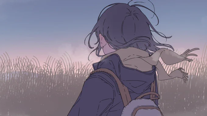 今描いてるイラスト さむそうで良き