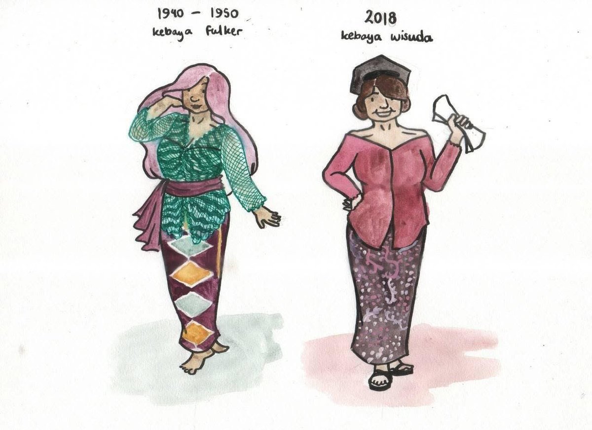 nightmarecrones's tweet photo. Bbrp tahun yg lalu, gue penasaran soal periode &amp; gaya kebaya, krn spt biasa, sumber informasi di internet jelek banget. Teman keluarga mantan gue adalah ahli busana senior &amp; beliau menceritakan sejarah singkatnya &amp; @bakungbulan mengilustrasikan kebaya dari zaman ke zaman. https://t.co/P7DkSRMlJb