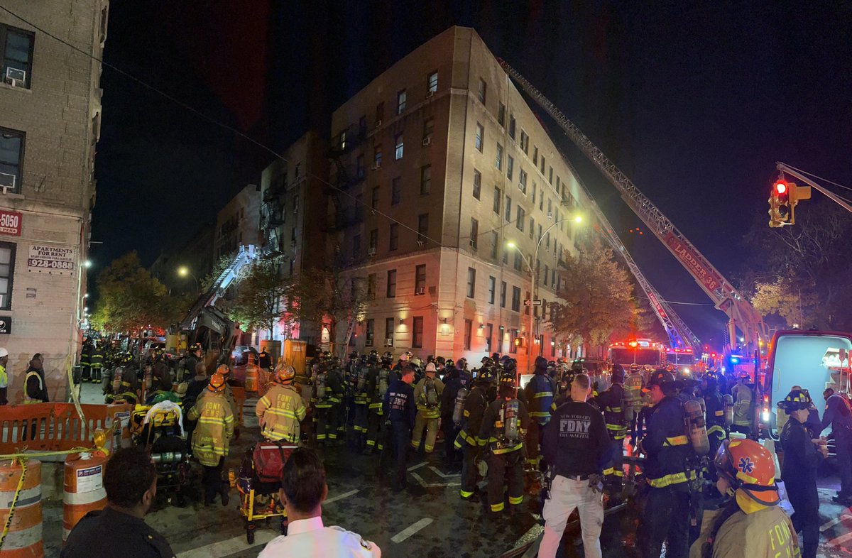 FDNY members are currently operating at a 5-alarm fire at 106 Fort Washington Avenue in Manhattan.