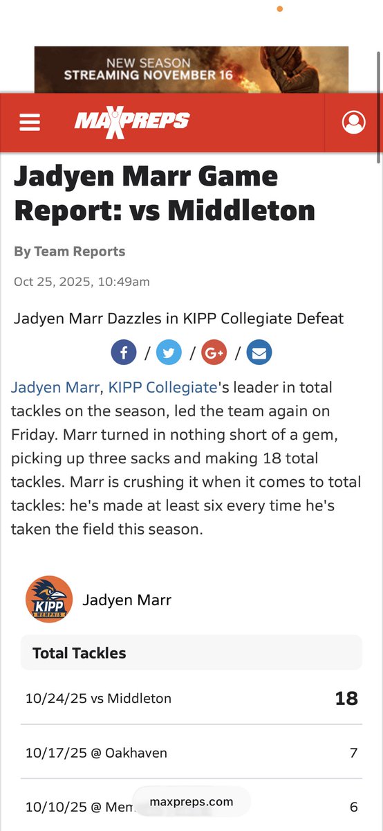 JaydenMarr60's tweet photo. Only a sophomore making 18 tackles 3 sacs in one game 👀 https://t.co/csRKkjLLWS