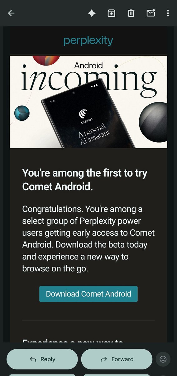 AravSrinivas's tweet image. Comet Android early invites are going out. If you want to maximize your chances for early access and shaping how the future of mobile browsing looks like - it all comes down to your Perplexity Android usage and Pro/Max user status! More invites will go out soon.