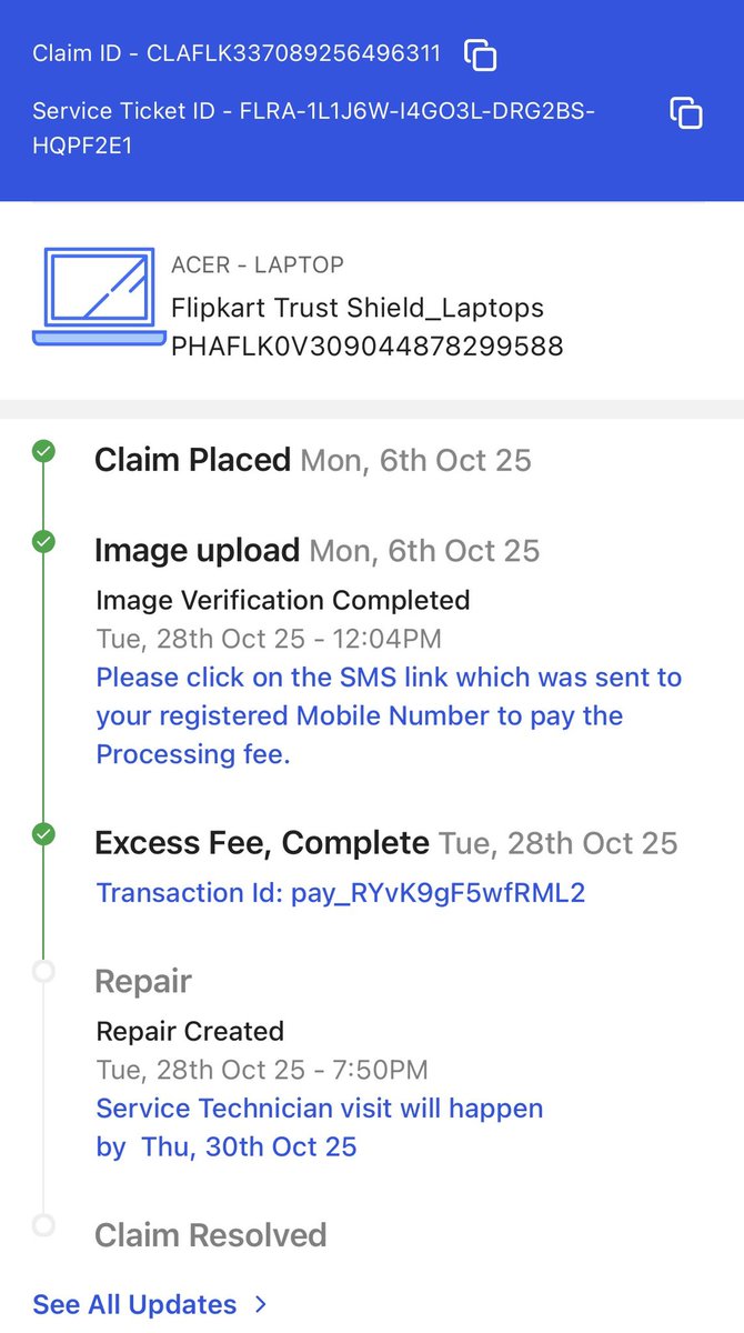 ankitcool1988's tweet photo. @ConsumerVoiceIn @Flipkart @flipkartsupport took 22 days to verify claim pics,paid excess fee to Jeeves on the same day, service technician should reach out by 30th oct still nothing, same response by Jeeves support, call us after 48 hrs. No action from @flipkartsupport as well. https://t.co/NPYc9fh7iN