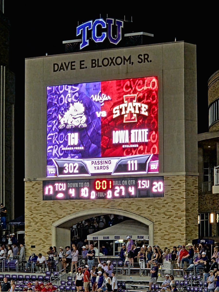 One would assume that the scoreboard operator had screwed up in looking at this....
<a href="/cyclonefanatic/">Cyclone Fanatic</a>
<a href="/IowaEverywhere/">IowaEverywhere</a> <a href="/CycloneFB/">Iowa State Football</a> <a href="/TCUFootball/">TCU Football</a> #cyclones #GoFrogs #TCU #Big12 #Big12Football #collegefootball #cfb  #collegefootball #collegegameday #ncaa #ncaafootball