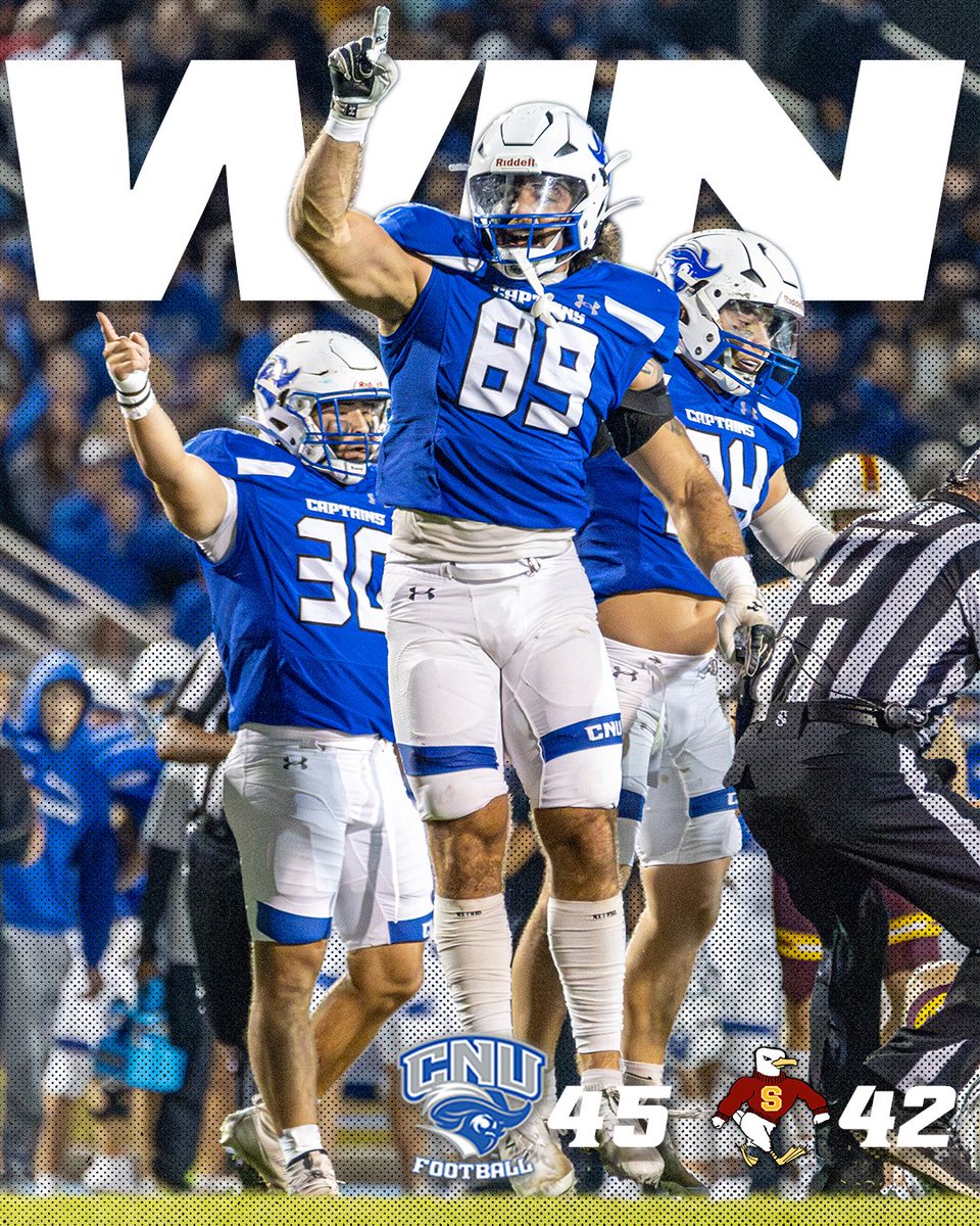 cnu_football's tweet photo. 9-0, Conference Championship secured ⚓️

#mantheship | #cnufootball | #d3fb https://t.co/Dz3Iyr4A4Z