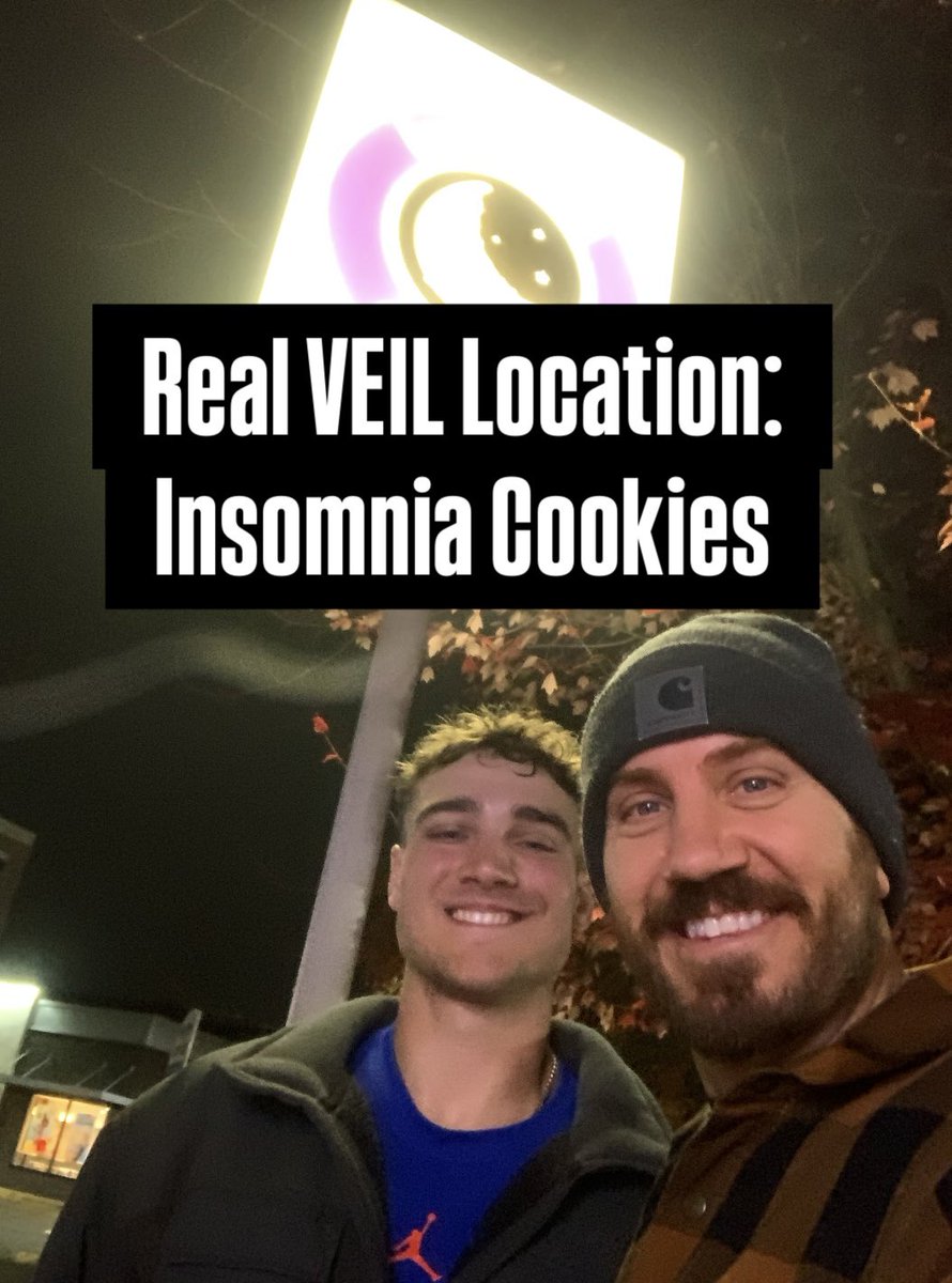 VEIL fans: Took a walk with my wife and son tonight and got this picture at Insomnia Cookies, which is the intended destination in the novel’s opening scene. I’m happy to report that there were no abductions.