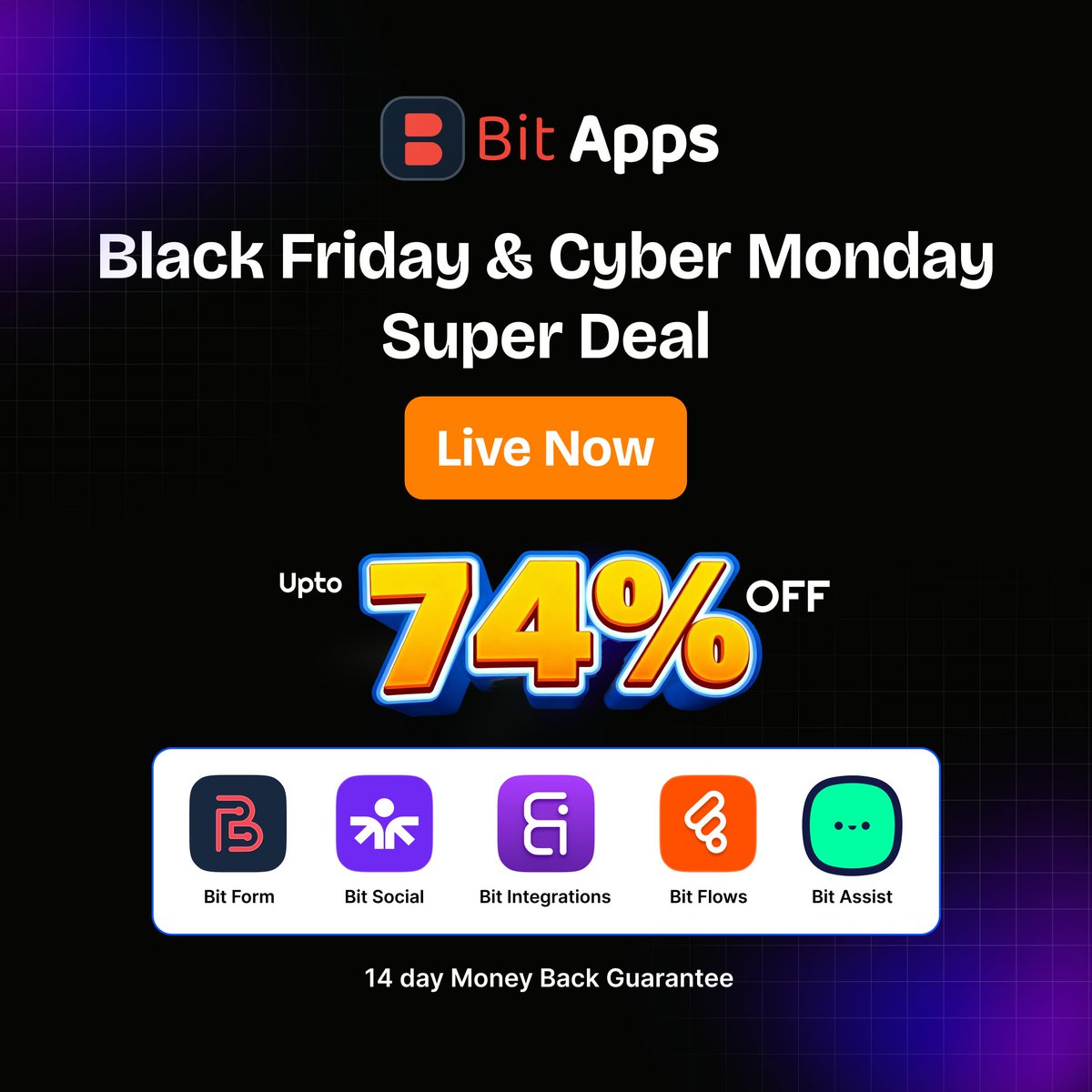 Bit_form's tweet image. 🚨 Black Friday &amp;amp; Cyber Monday Super Deal is here!
Get up to 74% OFF on all Bit Apps plugins.
Build, automate, and grow your WordPress site smarter.
🔗 bitapps.pro
#WordPressDeals #BlackFriday