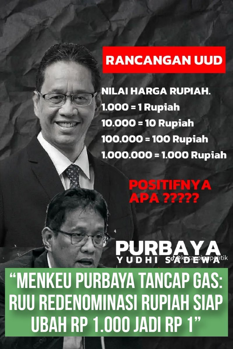 Lokal_Talk's tweet photo. Kalau RUU ini disahkan, nilai rupiah nggak berubah, tapi tampilannya bakal lebih simpel.
Menurut Lokalers, apakah penyederhanaan nominal ini langkah tepat buat ekonomi kita?๐๐ป
#purbaya #RUU #prabowo #DPR_RI https://t.co/65jrdJczlS