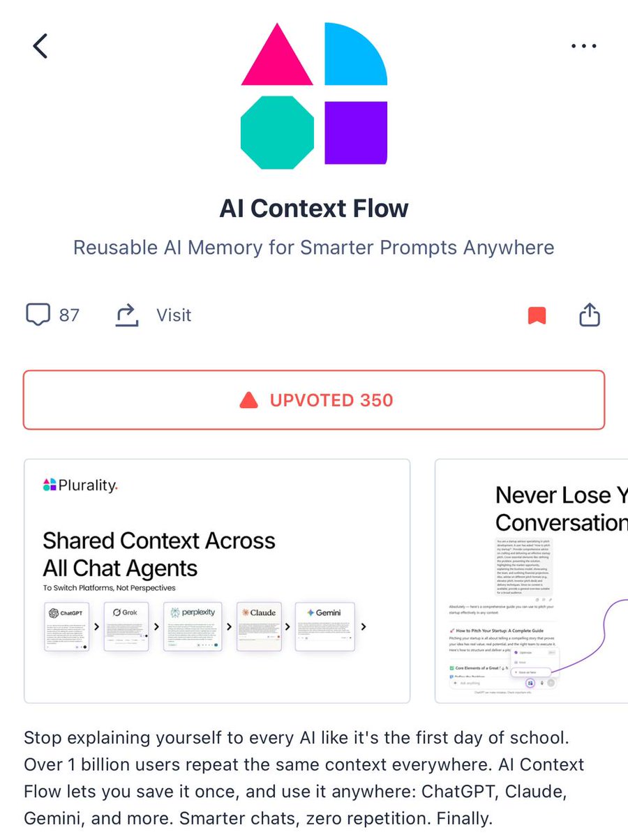 PluralityWeb3's tweet image. 350 Upvotes = 350 Believers - who absolutely loved our product, our idea of giving users the sovereignty to own their data.

Grateful for the love from our community &amp;lt;3