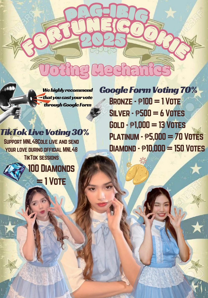 LalabsNiCole's tweet photo. Henlooo Lalabs! 
Let’s vote for Coley in the MNL48 Pag-Ibig Fortune Cookie Campaign! 

💝 Send gifts on MNL48 TikTok lives 🗳️ Vote here: https://t.co/TuXZYhzhsa

All-out support for our Baby Tower! 💖 #MNL48Cole #LalabsNiCole #PagIbigFortuneCookie2025 https://t.co/9fMdWuOWUn