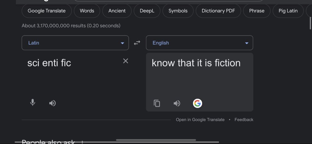 Scientific translates to “know that it is fiction” in Latin.
Remember this next time a Globie says that one of their childish theories is sCiEnTiFiC.