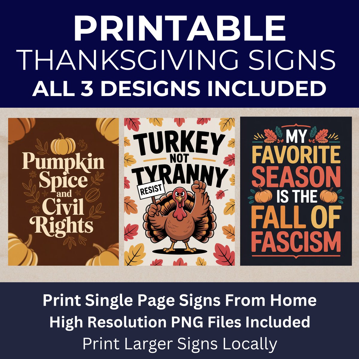 DemocracySigns's tweet photo. Signs of the times....print and display at the family gatherings this Thanksgiving, and spark a conversation about why dinner is so expensive this year.  

Get the digital downloads now: https://t.co/lF2cDzFXaF

#thanksgiving  #fascism #democracy #resistance https://t.co/hhZiJmbgrY