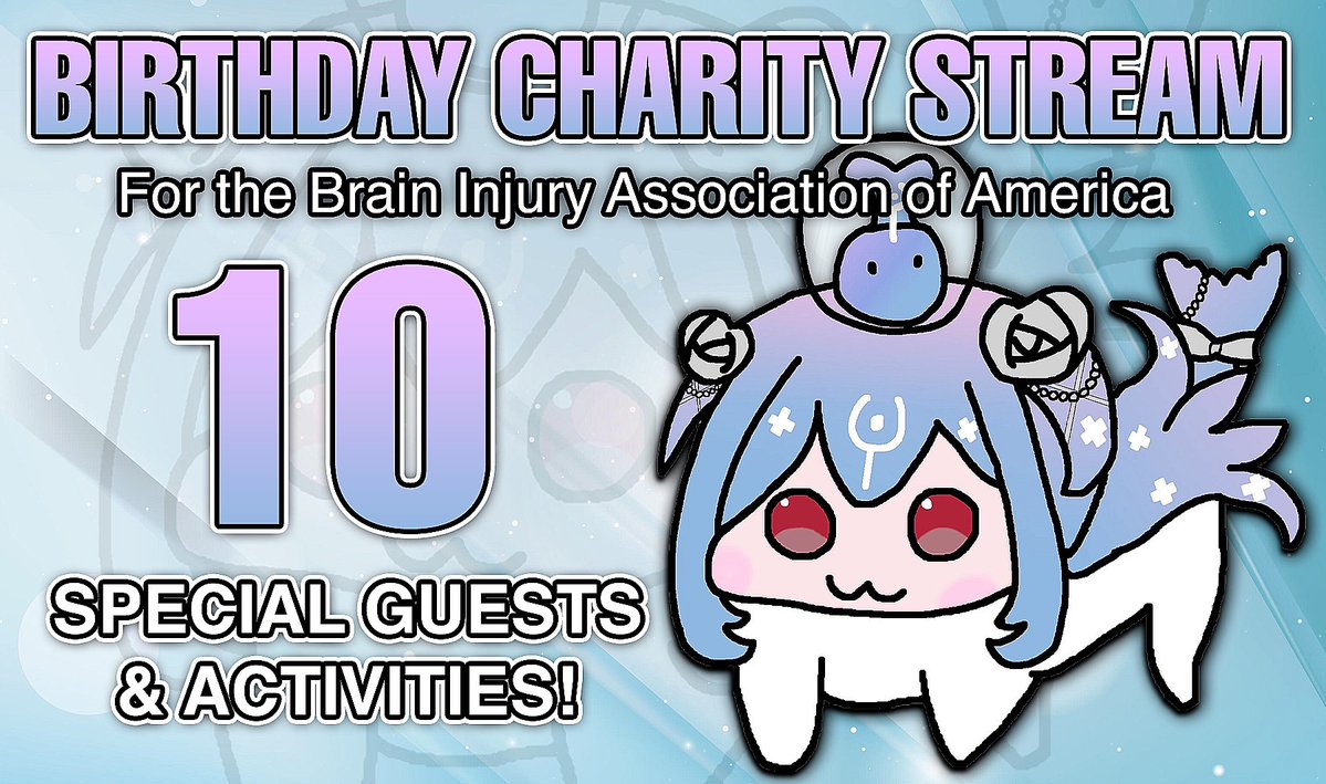 Sunday, Nov 9 💗 12PM PT / 2PM CT / 3PM ET

Join me for a 6 hour long birthday charity stream with 10 SPECIAL GUESTS to support The Brain Injury Association of America (BIAA)!

See you there! twitch.tv/bao