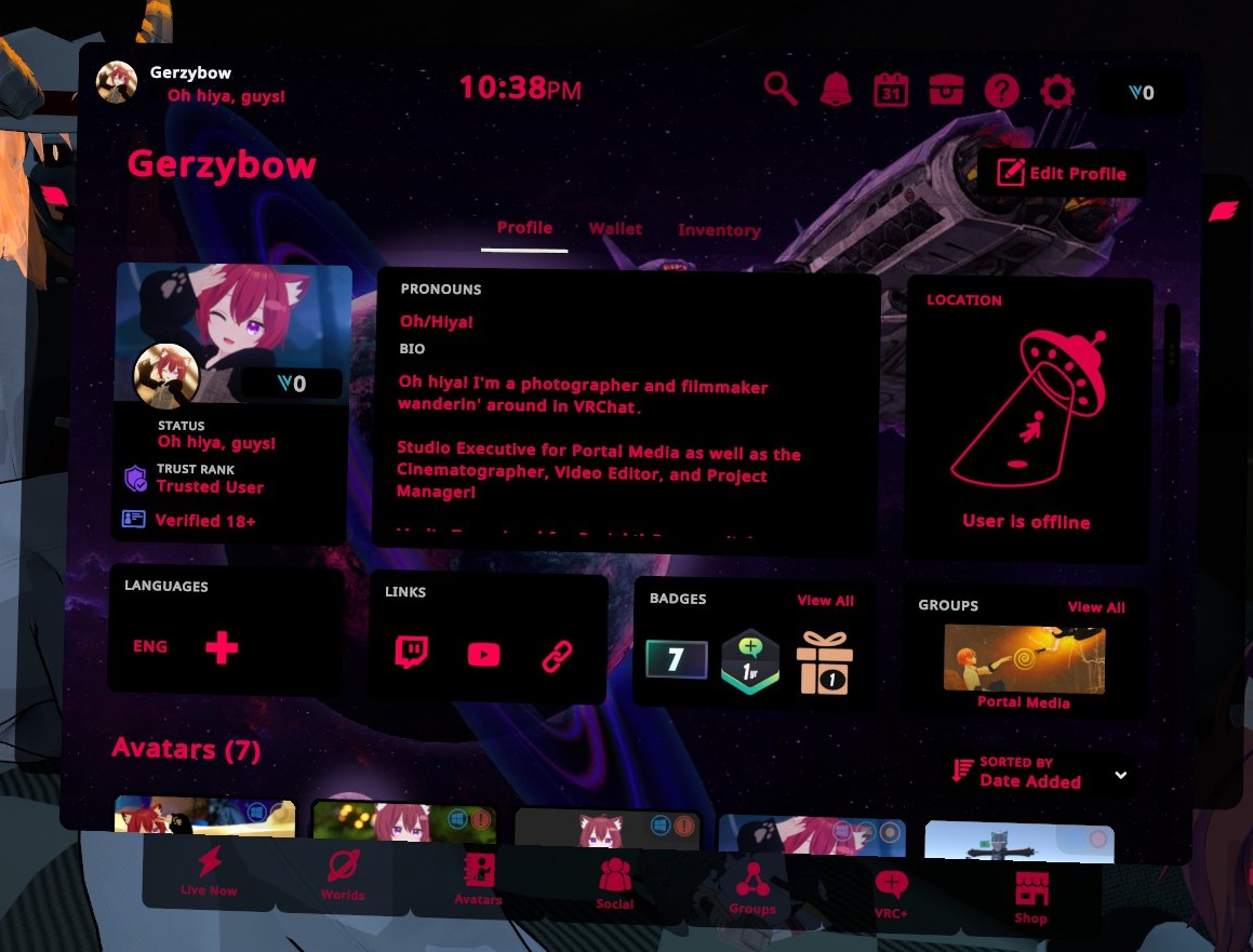 When the VRChat API's buggin' out so much it thinks you're offline when you're still in VRC, lol! xD
#VRChat #VR