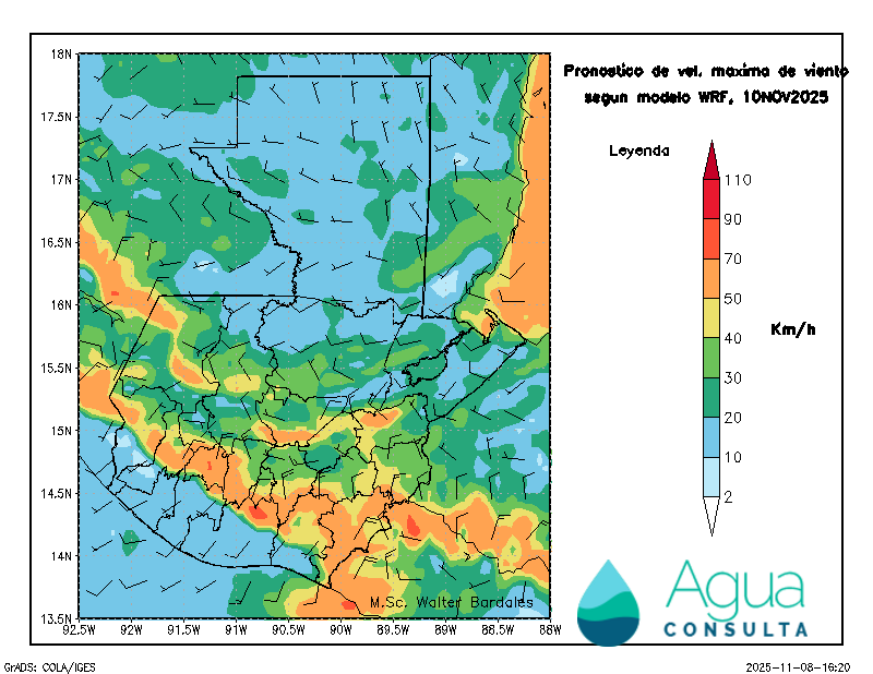 gtClaudio's tweet photo. Potente “frente frío” se estará acercando al país el lunes #climagt

Vientos muy fuertes para lunes y martes, con ráfagas que pueden alcanzar los 90 km/h en los cañones de boca costa y oriente del país 

sigue 🧵 https://t.co/4JOcIdf3bV