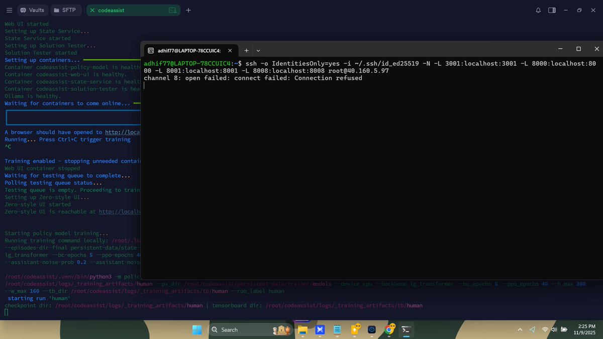 Faizinnn11's tweet photo. Running codeassist gensyn with vps https://t.co/Dw6S6l5k46