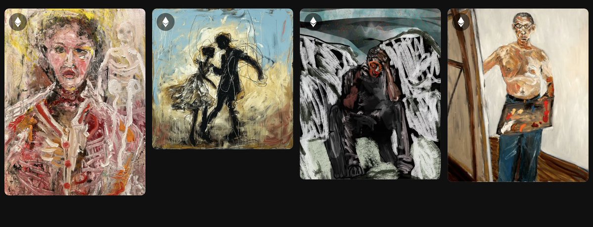 2/ Someone listed a <a href="/hafftka/">hafftka</a> Bull Token for 1.69e 🤯

This was the lowest I'd seen a BT sell for in 3 years, so I scrabbled some eth together &amp; got it

I'm thrilled to own it! 

The BT gives you access to holders-only art drops

So far, I've been able to get these 4 🔥 pieces...