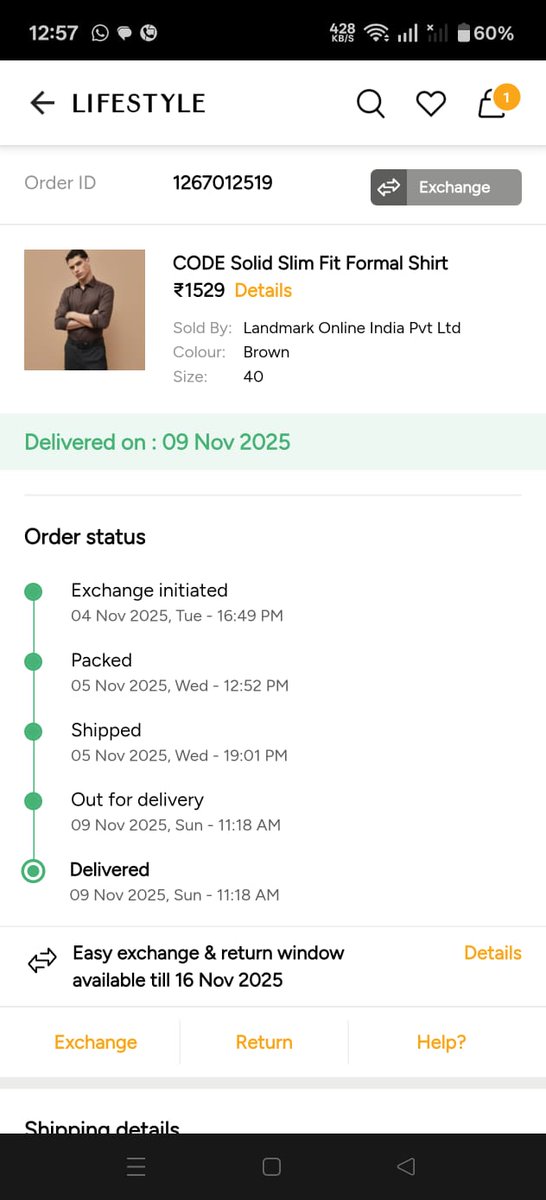 asker_92's tweet photo. @Lifestyle_Store I have ordered formal shirt.First time they have delivered wrong shirt size. Then I hv request for exchange the actual shirt.Still they are delivering wrong size.Even the bill copy says "40".They are sending wrong size "39".Customercare also not behaving properly https://t.co/Ia83DAbkpl